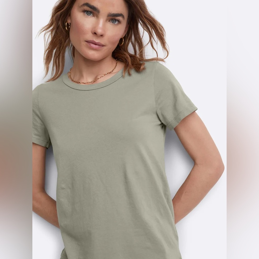Mate The Label Sage Organic Raw Neck Boxy Tee
